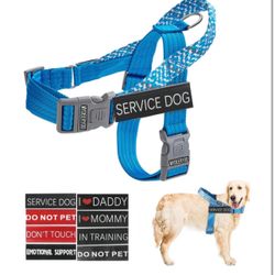 Service Dog Harness, No Pull Dog Harness with Handle Adjustable Velcro Patches Service Dog in Traini