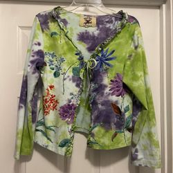 Joe Brown Fried Gorgeous green cardigan Size 12/14 beaded Flowers in like new condition retail $108