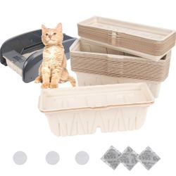 30 Packs Disposable Waste Receptacles Compatible with Nature's Miracle Litter Box 2nd & Littermaid Litter Box 3rd, Kitten Litter Trays with Charcoal B