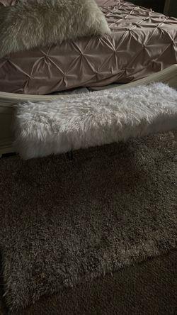 White fuzzy bench