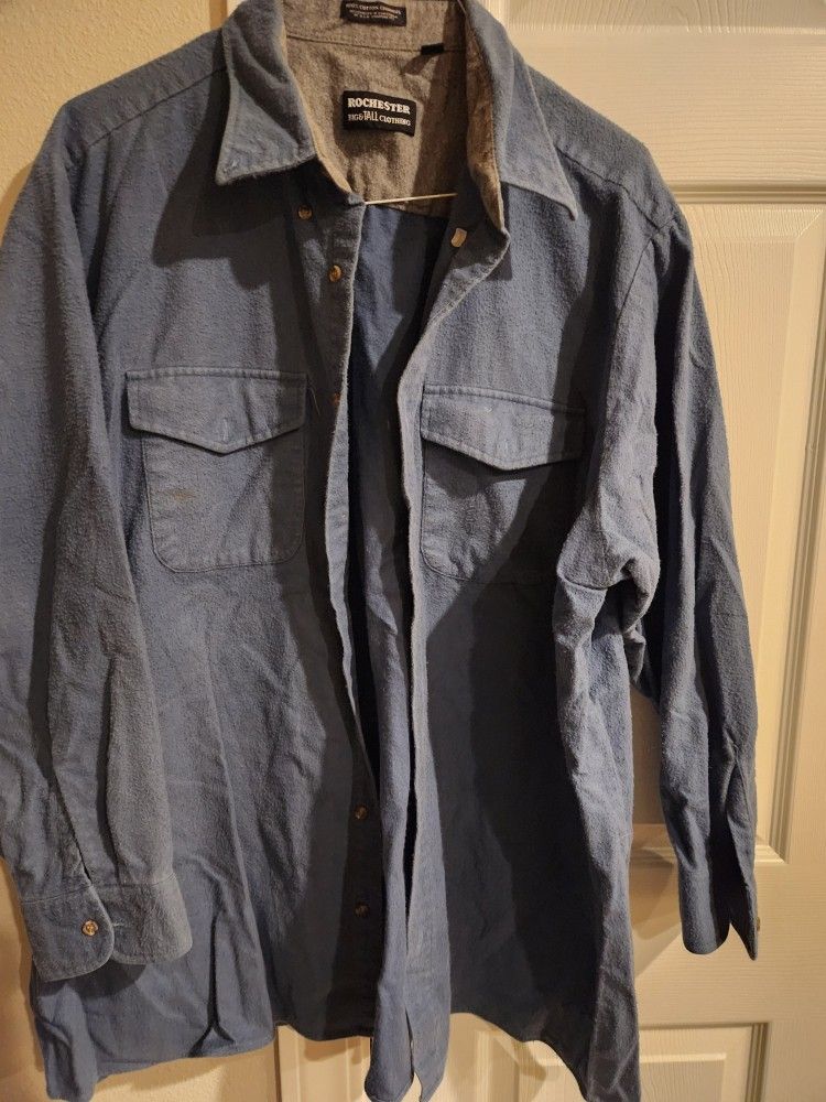 Mens Rochester Blue Long Sleeve Button Down Shirt 