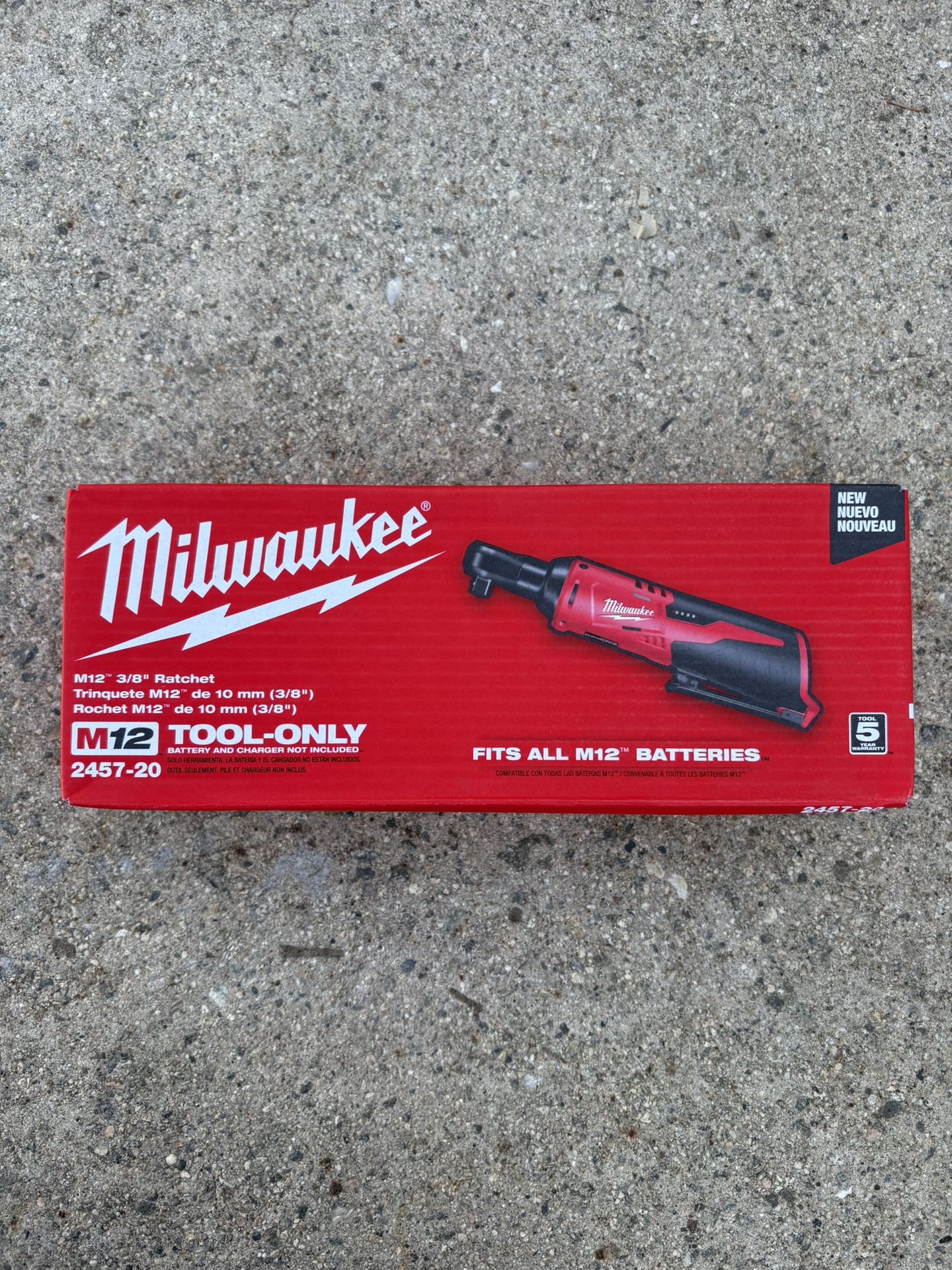 Milwaukee M-12 3/8 Ratchet Tool Only. 2457-20