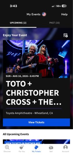 Toto concert tonight, Wheatland