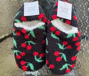 2 brand new pairs of Target brand slipper socks cherry print