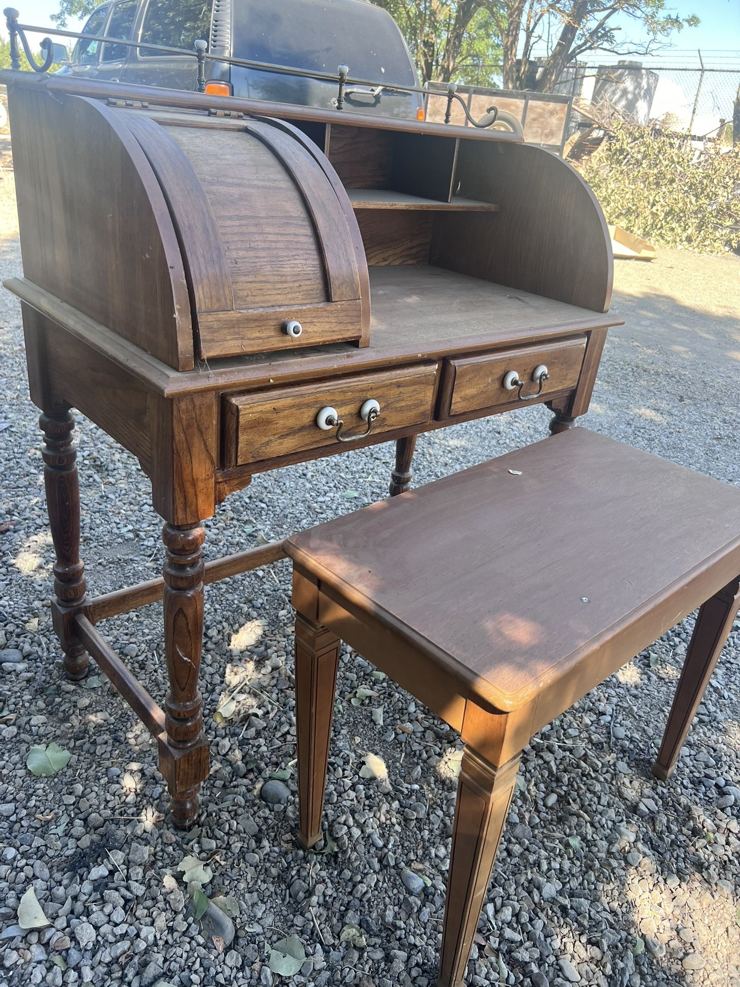 Antique Desk/Table With Bench