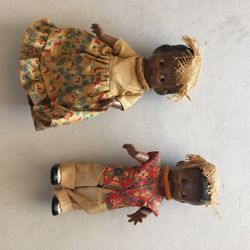 Two vintage Caribbean island dolls