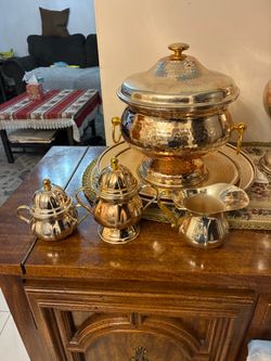 Hammered Silver and Gold Tea Set