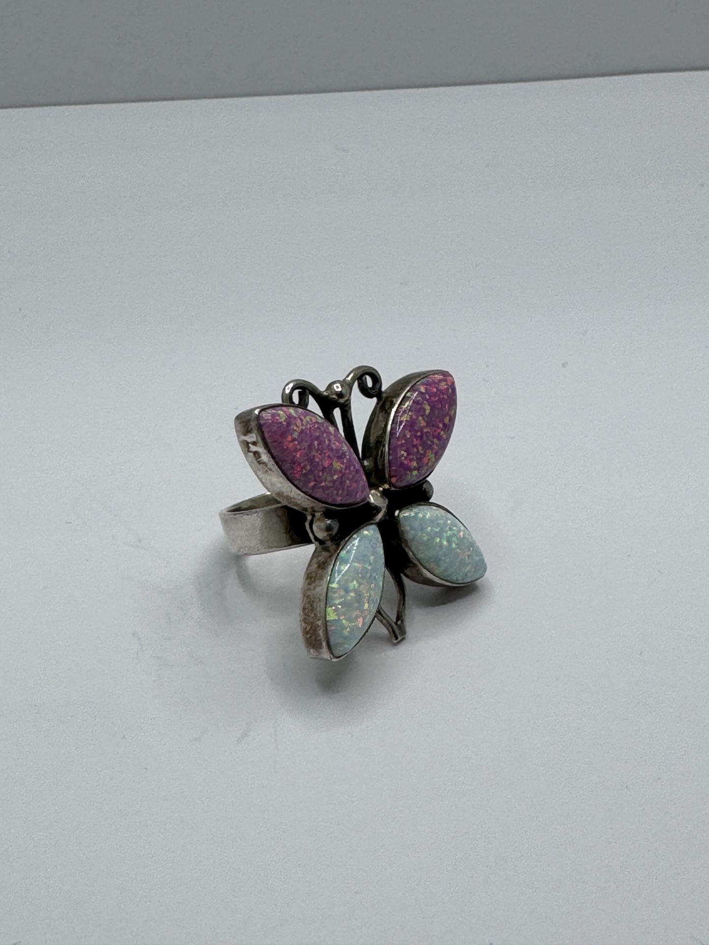 925 Silver Opal Butterfly Ring