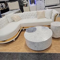 JULIA VELVET SECTIONAL 73”x109”x32”H. AVAILABLE IN BLACK AND CREAM ! MINAS HOME FURNITURE 