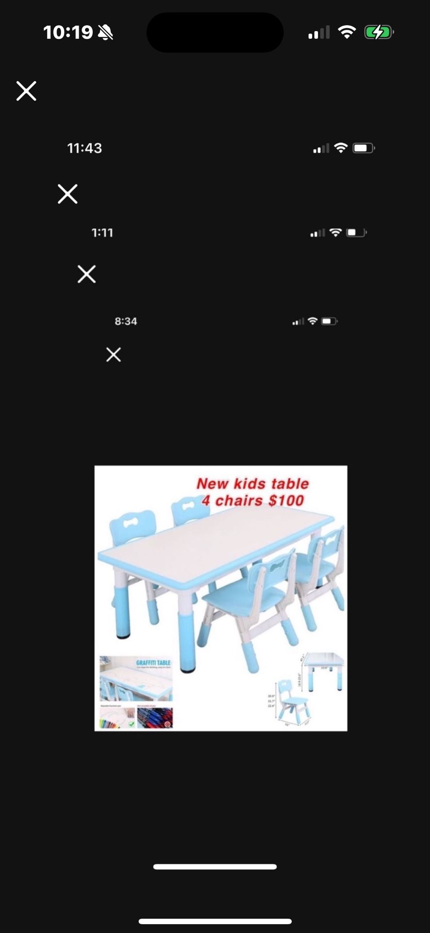 New Kids Table and Chair Set, Height-Adjustable Toddler Desk with 4 Seats, Toddler Table and Chair Set Age 2-10, Scrub-Table Desktop $100firm