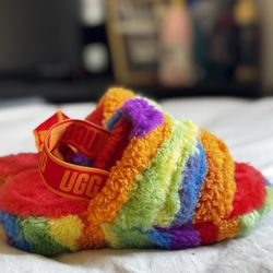Rainbow UGG Fluff Yeah Slide