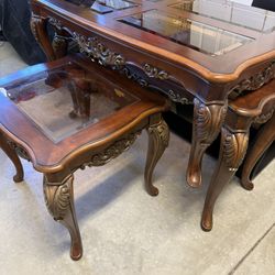 Three Table Set Coffee Side End Tables