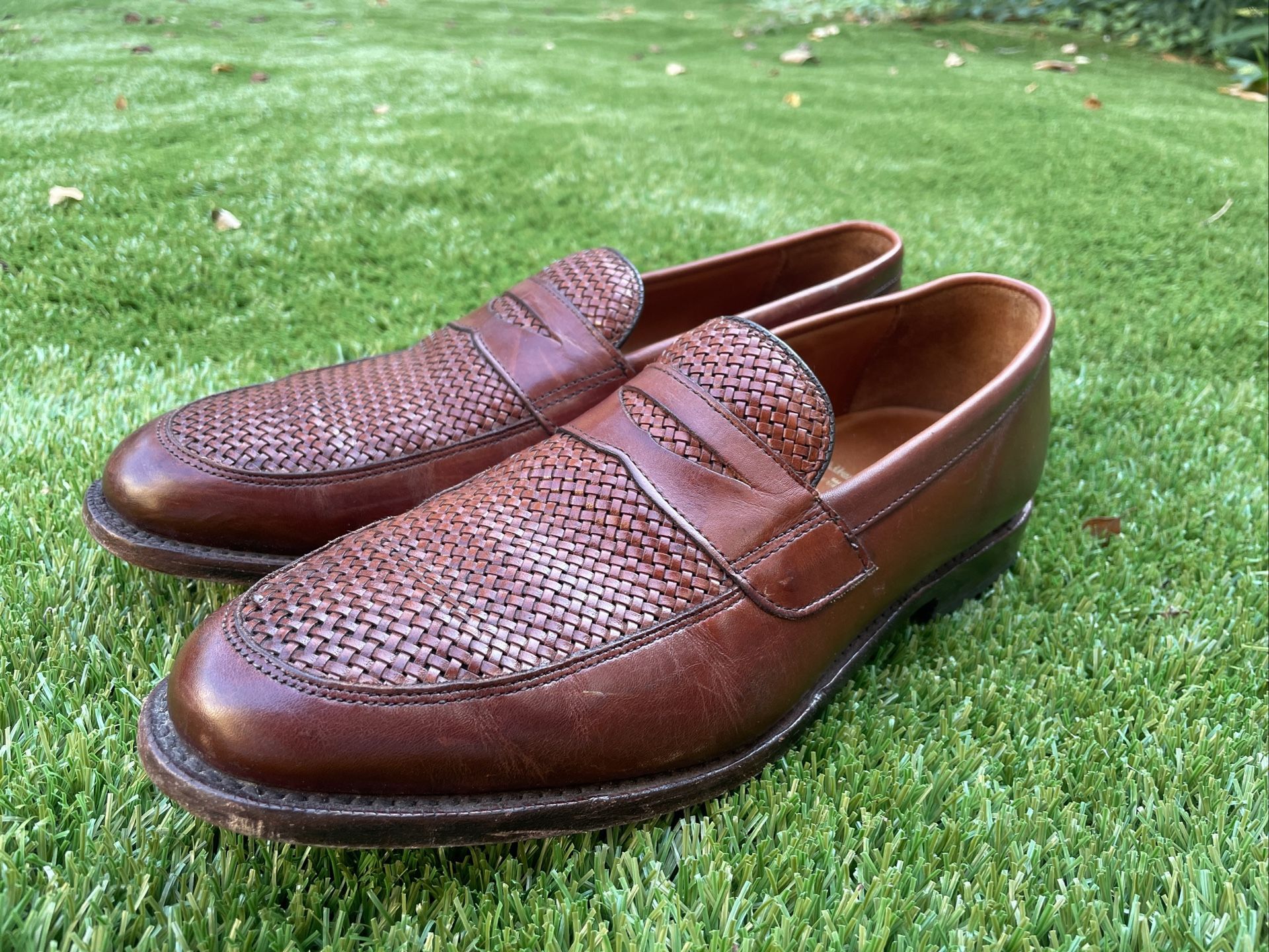 Allen Edmonds Lake Bluff Woven Penny Loafers Chili 9.5 D for  display picture 3