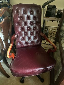 Old wooden burgundy  chair