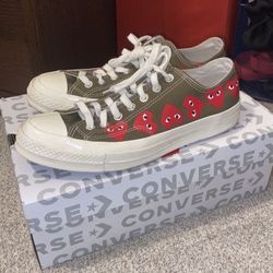 Cdg Converse Olive Green Size 9 Worn Twice
