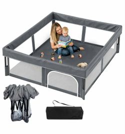 Foldable Baby Playpen, 48"×48" Play Yard for Toddlers
