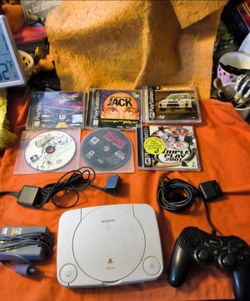 Old school ps1 with 6 games. One controller, all hookups works amazing Well not separate