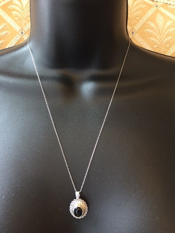 925 STER Silver Oval Onyx Necklace 19.75”
