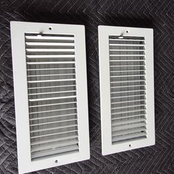 2 White Metal Wall Air Vent Registers (Approx. 17” x 8”)