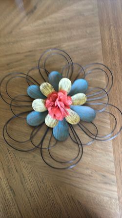 Metal and Wood Flower Wall Decor