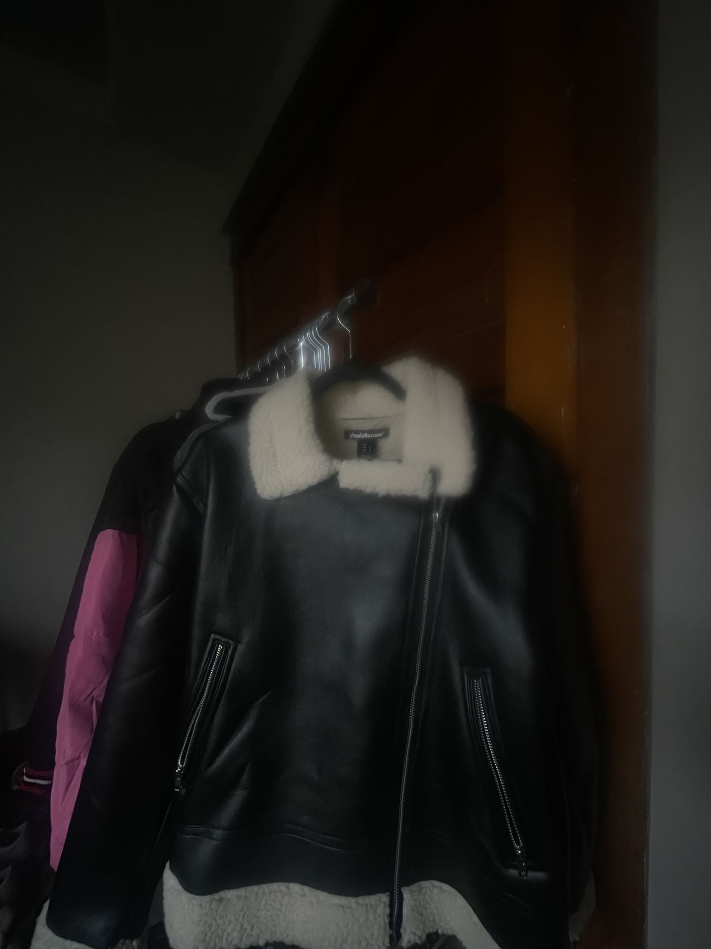 Large Sherpa faux Leather Jacket New Wit Tag