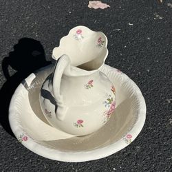 Beautiful Porcelain Pitcher And Water Bowl.
