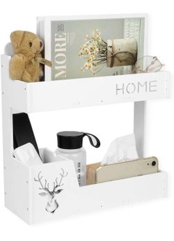 JUMEIHUI Bedside Shelf Organizer Wall, White Plastic Bedroom Accessories Storage, for Home, Kitchen