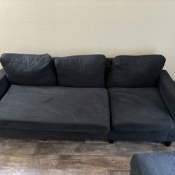Sofa Couch With Ottoman Navy Blue 
