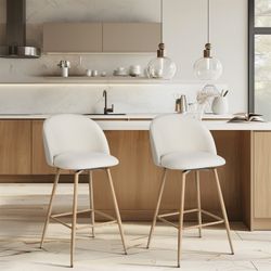 eBay Homy Casa HASEEB Counter Beige Fabric Swivel Barstool Open Box