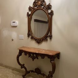 Mirror And Table Set Real Marble 