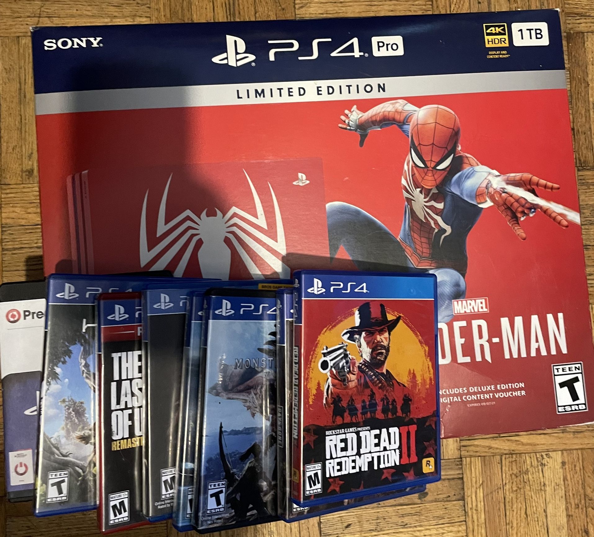 Sony PlayStation 4 PS4 Pro Spiderman Version With 8 Games