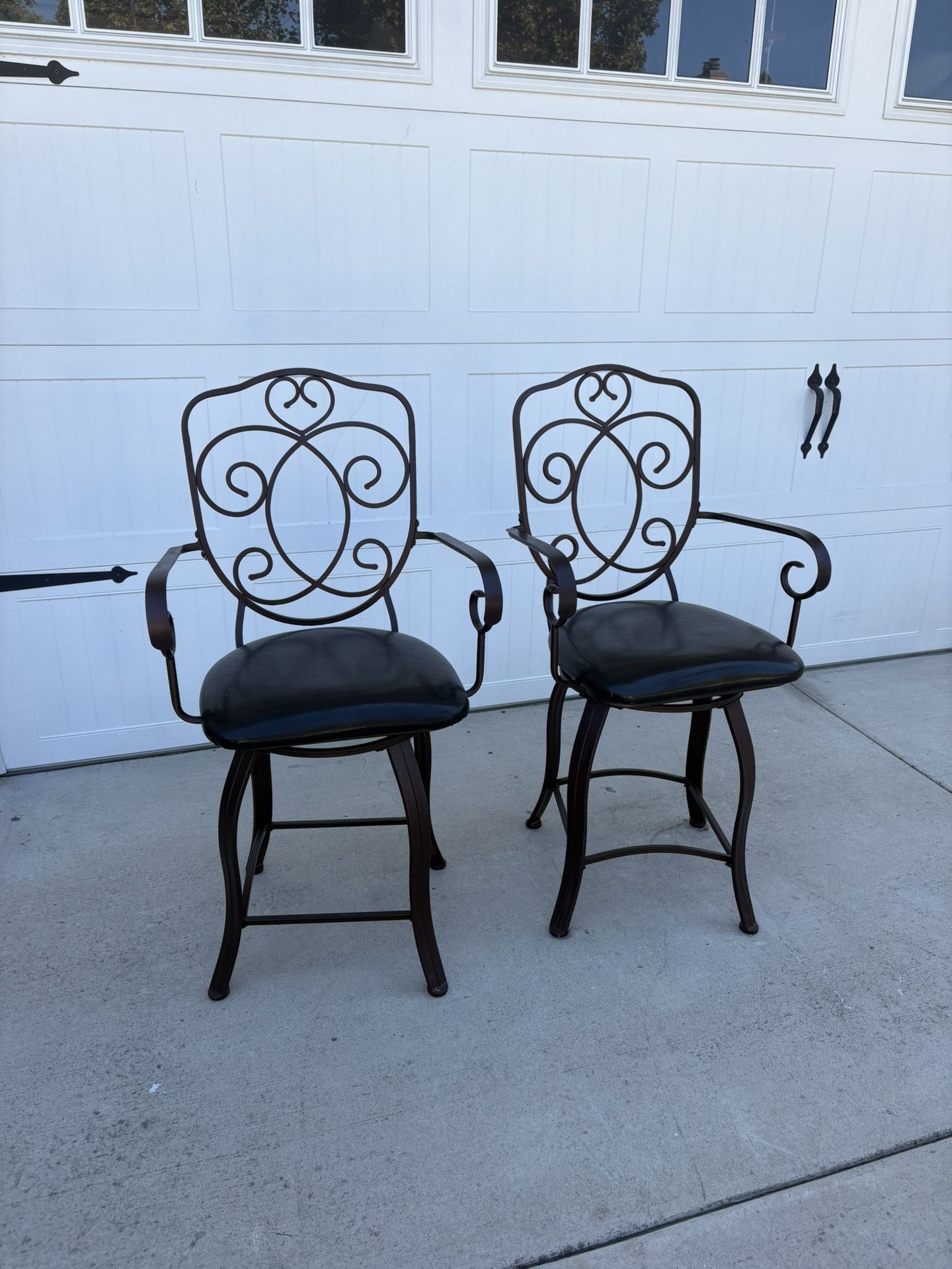 Swivel Brown Bar Metal Stool Chairs Set Of 2