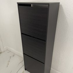 Shoe cabinet with 3 compartments, black-brown