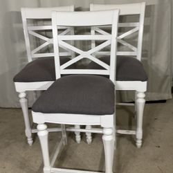 3 White 24” High Bar Chairs Stools