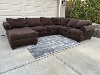 Large U-Shaped Brown Sectional Couch – Delivery Available