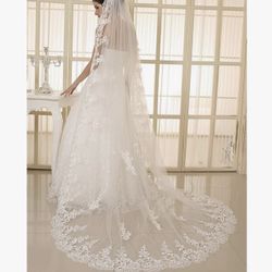 Cathedral Wedding Lace Veil Floral With Comb
