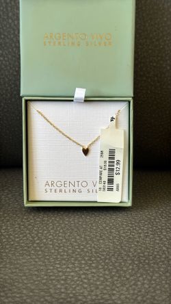 New Argento Vivo Heart Necklace Gold Color Sterling Silver