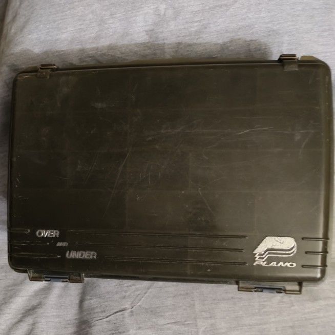 Vintage 'Plano' 1257 Over And Under Multi-Tray Tackle Box Gray 17x11x7