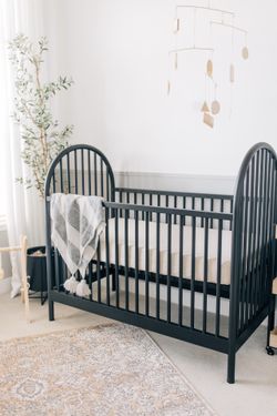 Black Crate and Barrel Canyon Crib + Toddler Rail