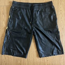 MENS SMOKE RISE PU LEATHER ZIP SHORTS XL