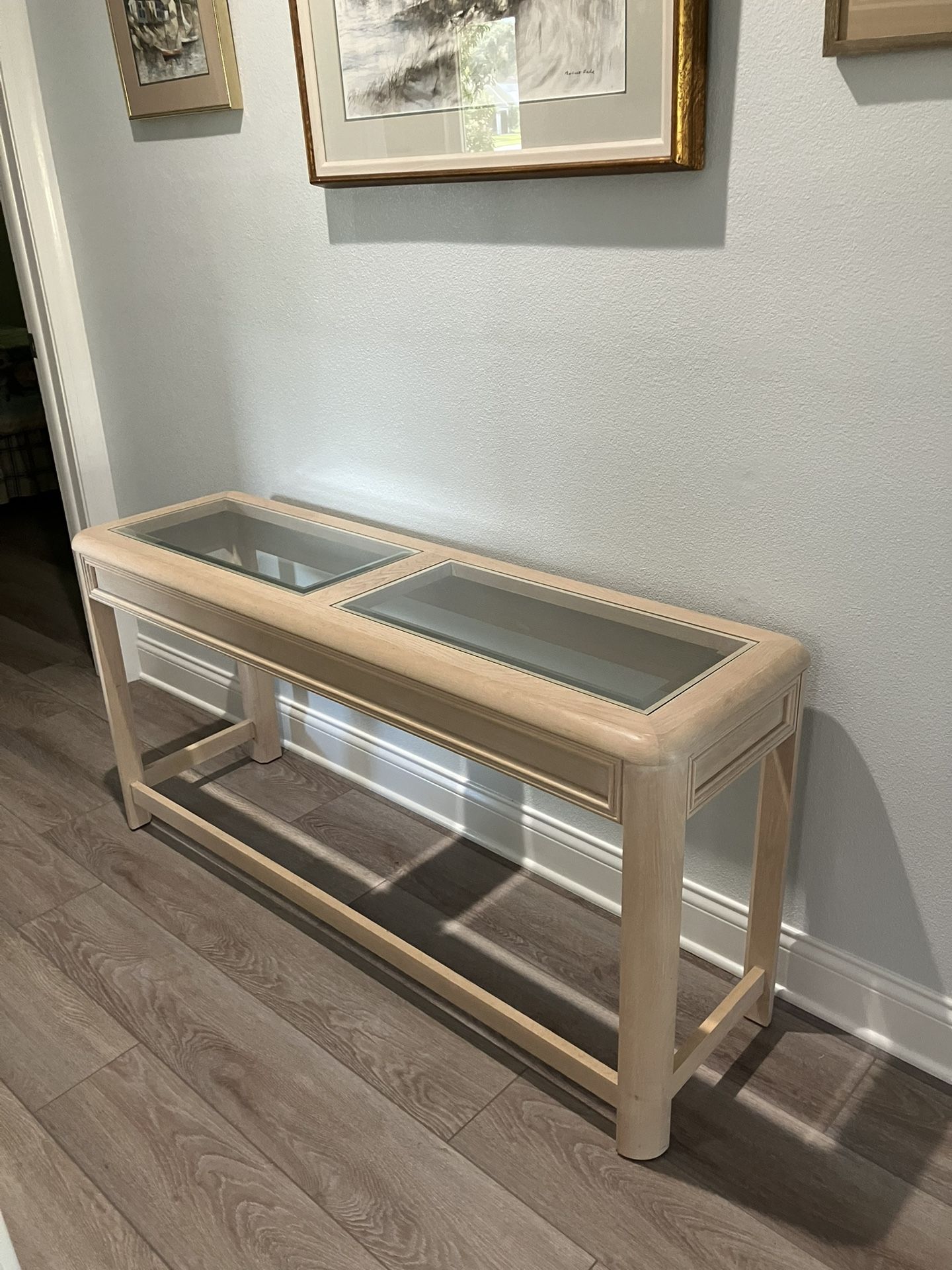 Table, Sofa Console with Glass Inserts