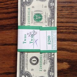 Year 2013 $2.00 stack 100 NEW BILLS $450.00 CASH, TEXT FOR PRICES. 