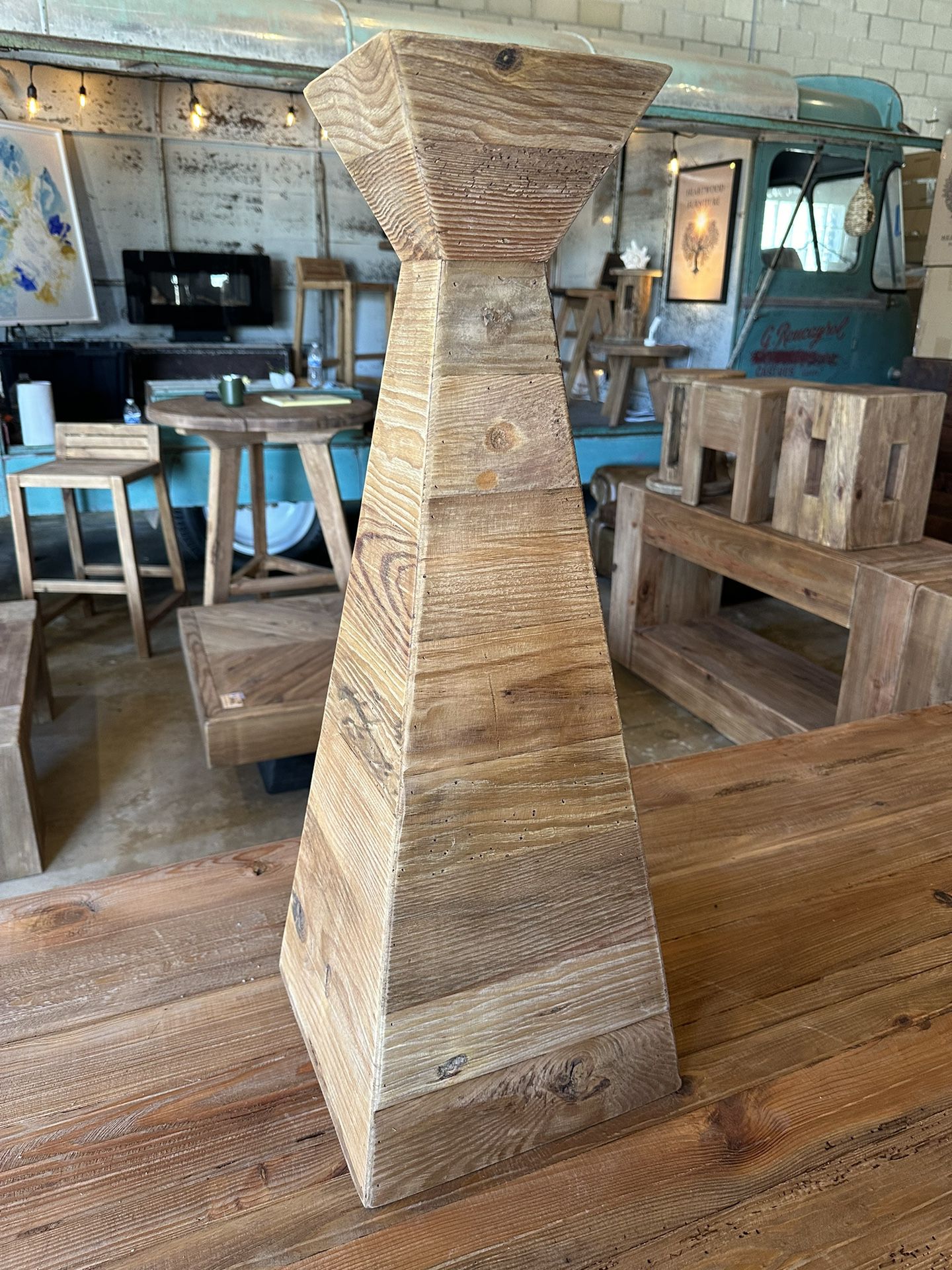 Large Pillar Reclaimed Wood Candle/Plant Holder, Great Mother’s Day Gift