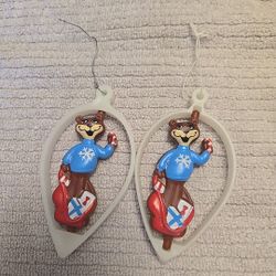 Vintage 1995 Post Cereal Kraft Foods  Sugar Bear Christmas Ornaments. Pre-owned 