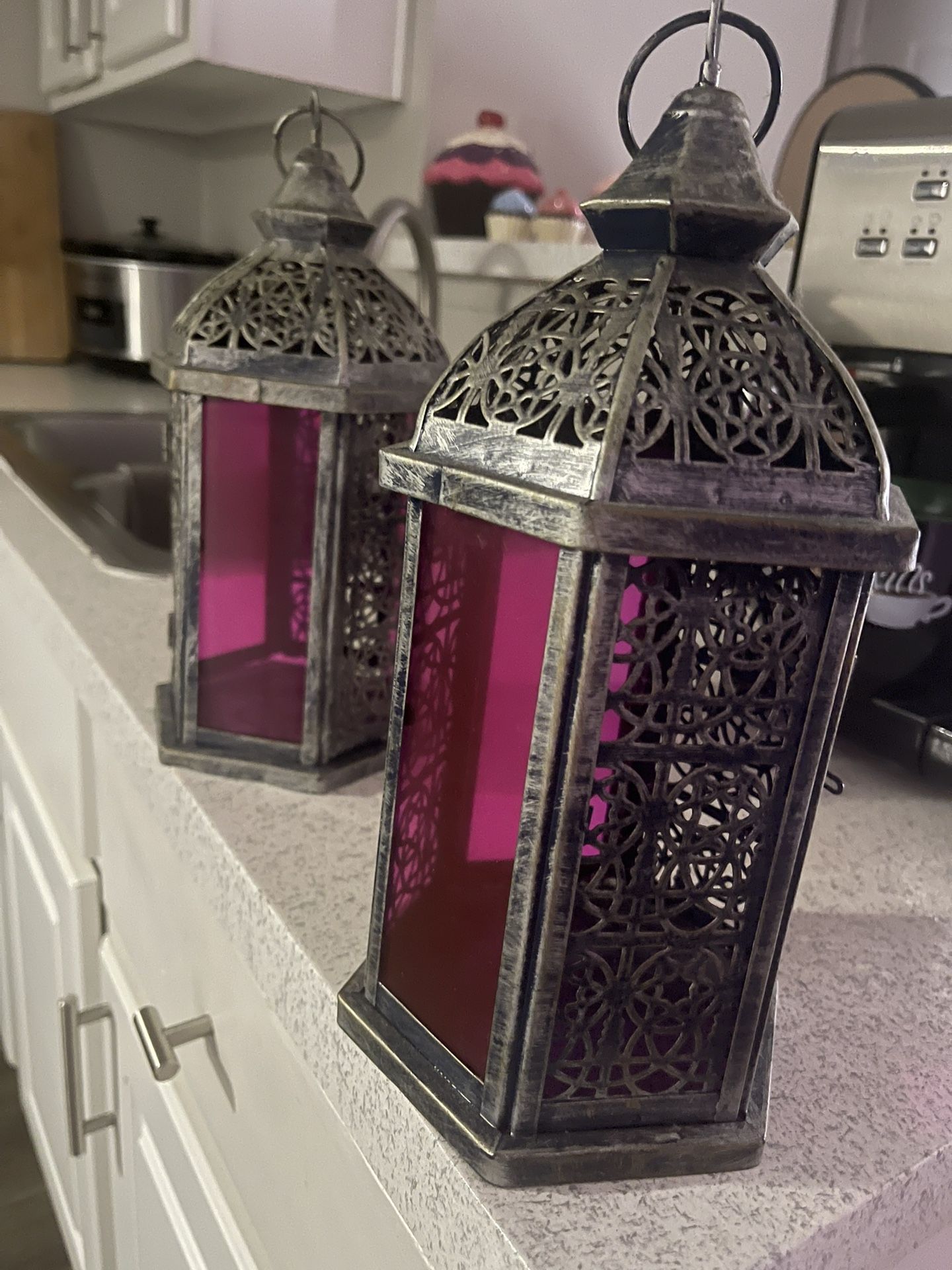 Hanging Purple Lanterns For Tea Lights