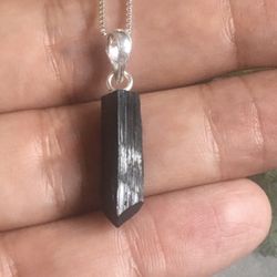 Black tourmaline necklace , Black tourmaline pendant #545