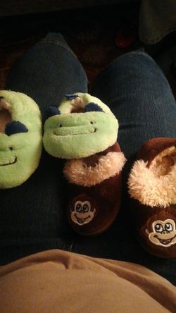 Infant size 3 slippers and 12 months vest & pants