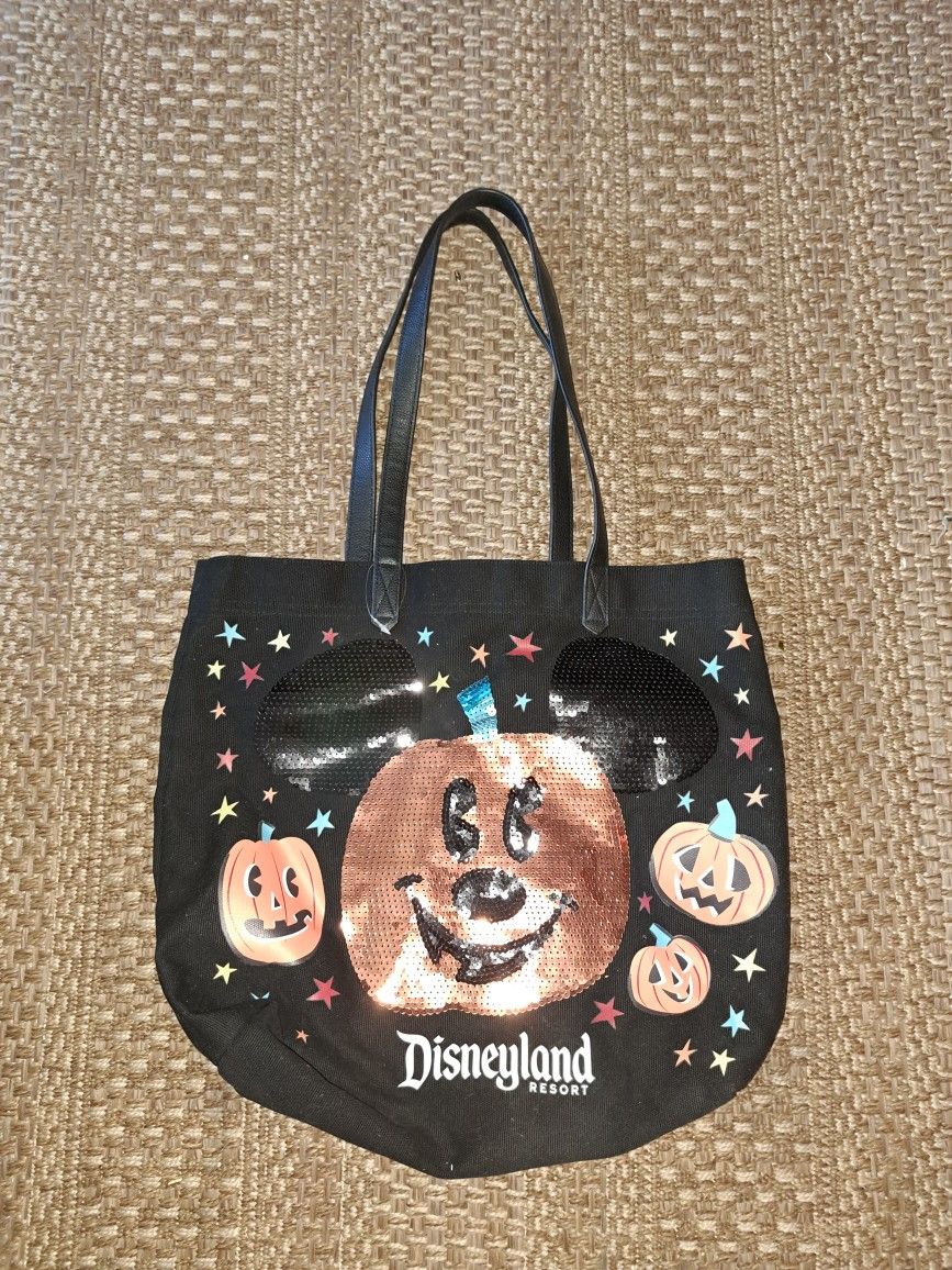 Disneyland Resort Mickey Mouse Halloween Sequined Canvas Tote In Brand New Excellent Condition