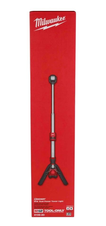 NEW MILWAUKEE 2132-20 M12 12V AC/DC CORDLESS 1400 LUMEN ROCKET LED DUAL POWER STAND WORK LIGHT - TOOL ONLY