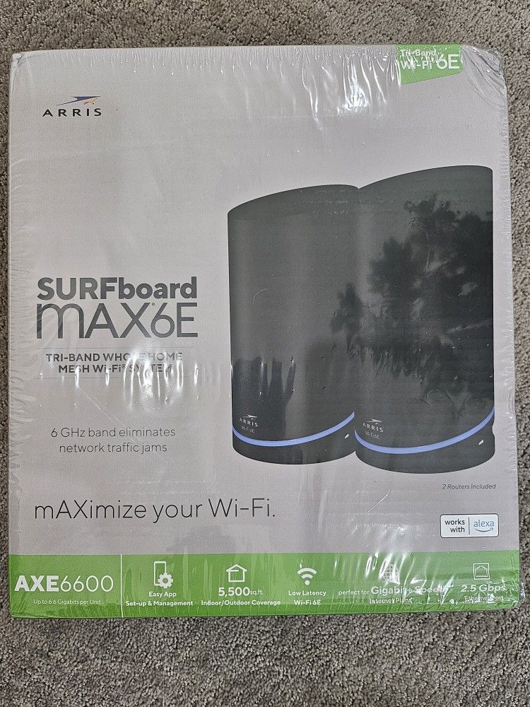Mesh Wifi Router Modem - ARRIS Surfboard mAX 6E W161 Tri-Band Mesh Wi-Fi 6E System | AXE6600 2 Set